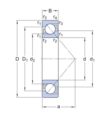 7202 BECBP Angular Contact Ball Bearing drawing 7202 BECBP Angular Contact Ball Bearing drawing